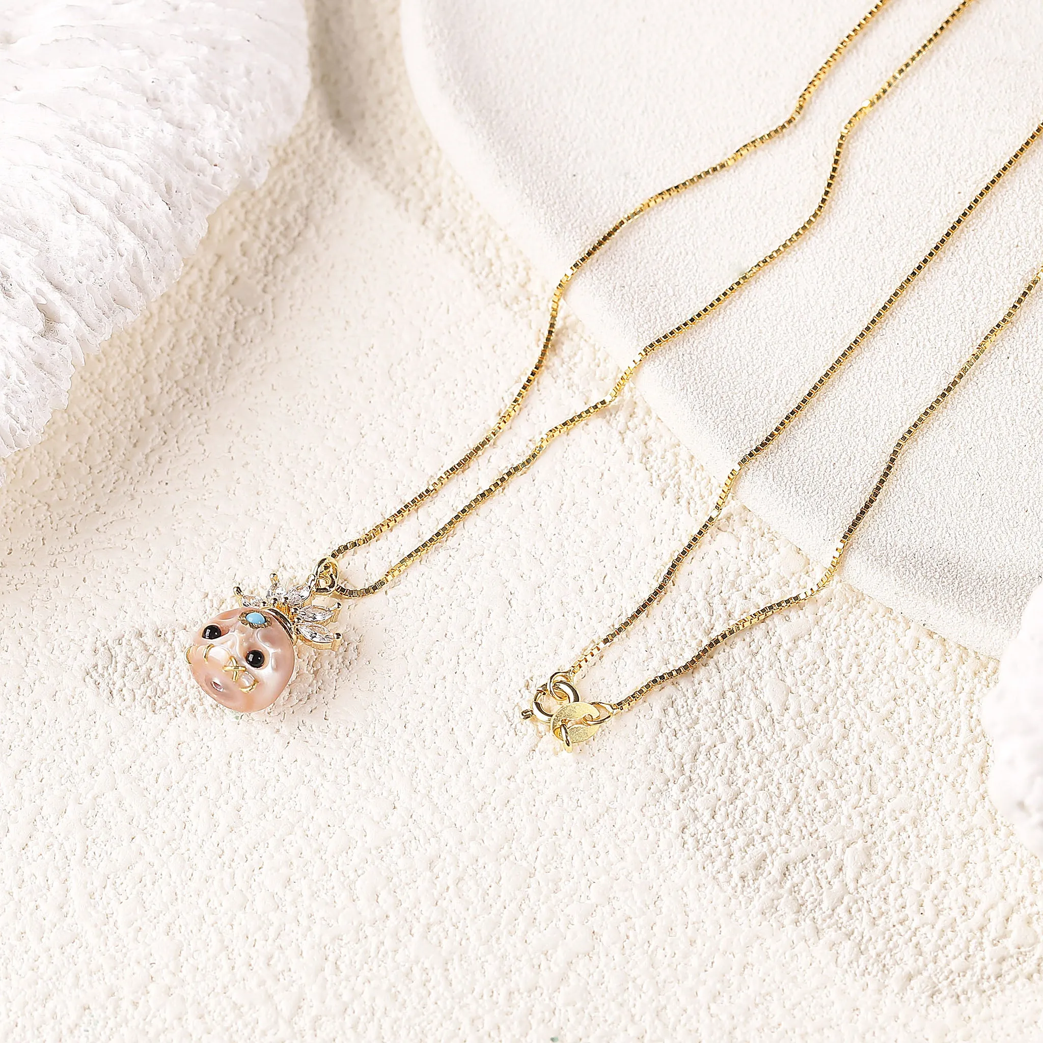 Zircon Crowned Carved Pearl Skull Śmaśana Necklace sold by Belle Juri product image thumbnail 2
