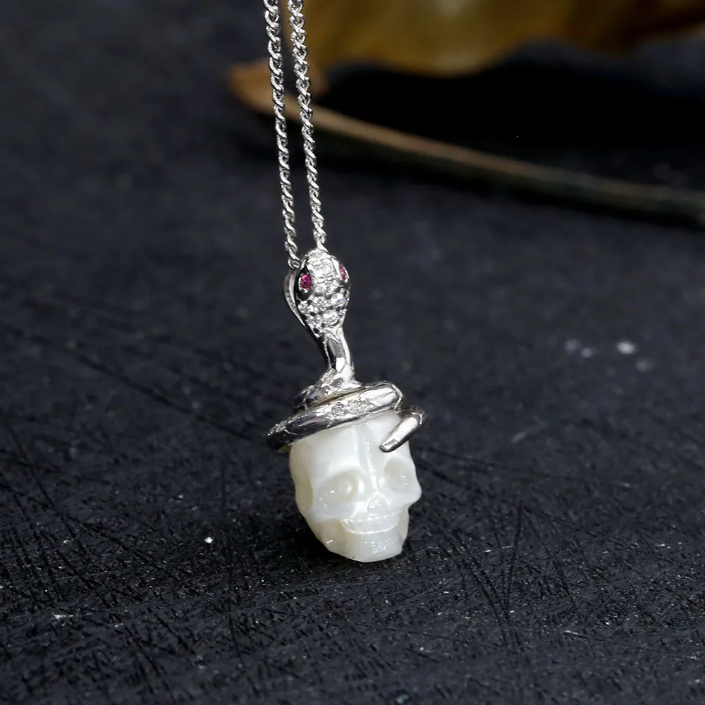 Gothic Snake Skull Pearl CZ Pendant sold by Belle Juri product image thumbnail 4
