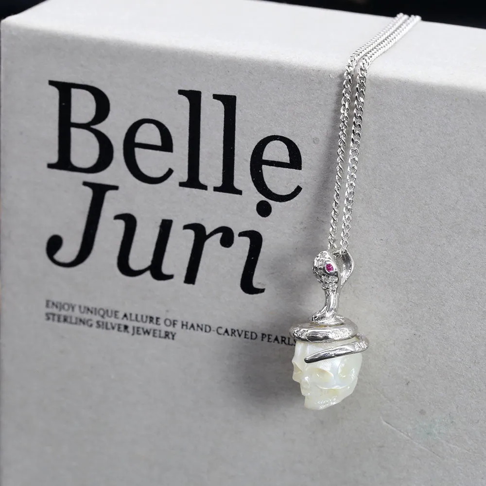 Gothic Snake Skull Pearl CZ Pendant sold by Belle Juri product image thumbnail 5