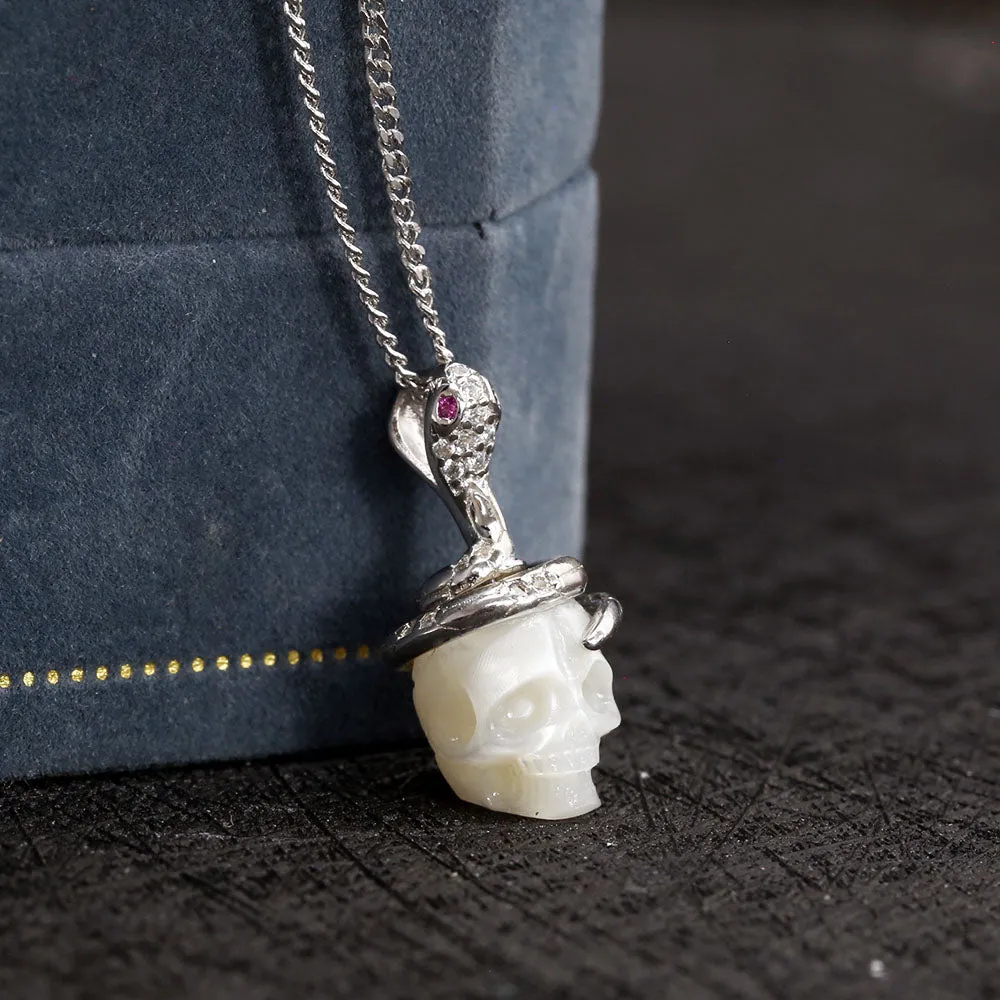 Gothic Snake Skull Pearl CZ Pendant sold by Belle Juri product image thumbnail 3