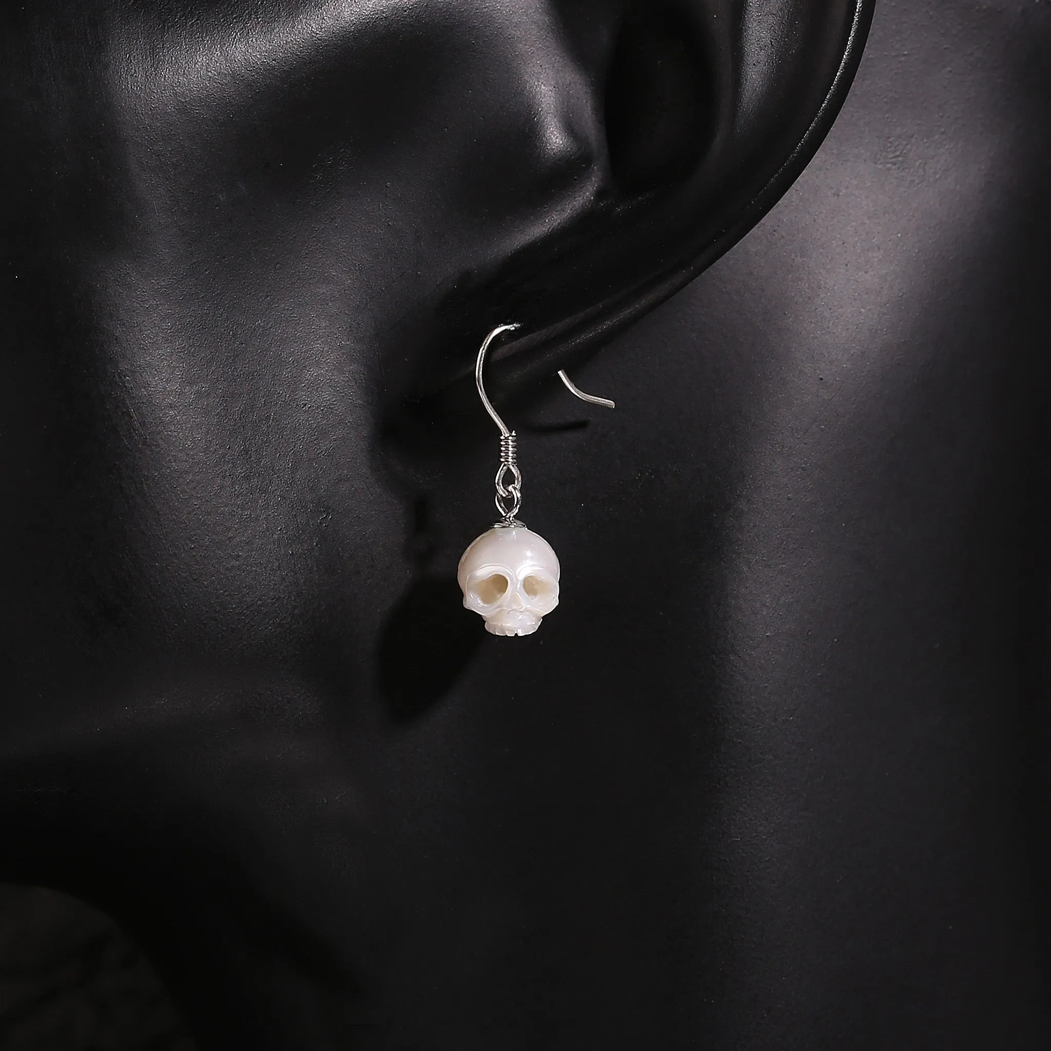 Minimalist Cranium Pearl Dangle Drop Earrings sold by Belle Juri product image thumbnail 5