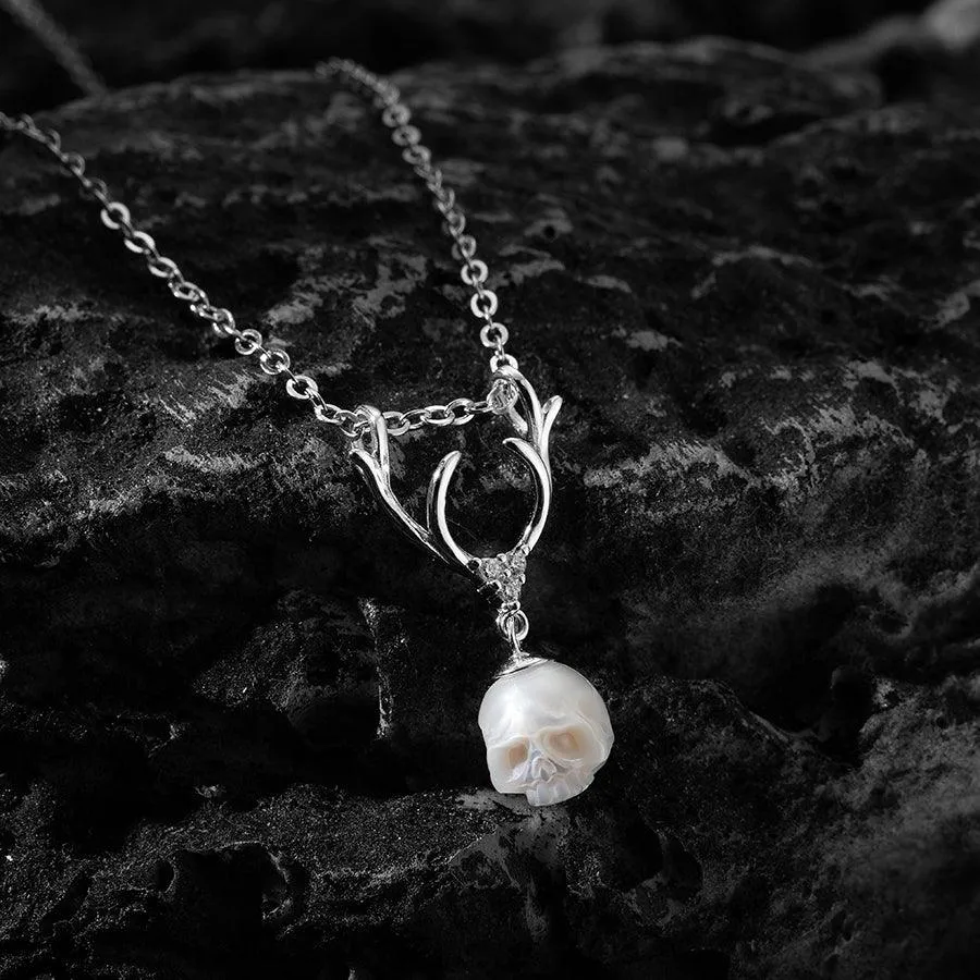 Sika Deer Antler Pearl Cranium Pendant Necklace sold by Belle Juri product image thumbnail 3