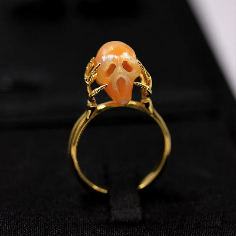 The Scream Inner Voice Pearl Skull Ring sold by Belle Juri