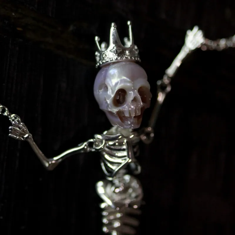 Mermaid Pearl Skull Statement Necklace sold by Belle Juri