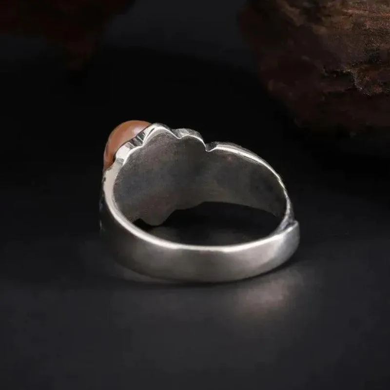 Gothic Wide Band Carved Embossed Pearl Skull Ring sold by Belle Juri product image thumbnail 4
