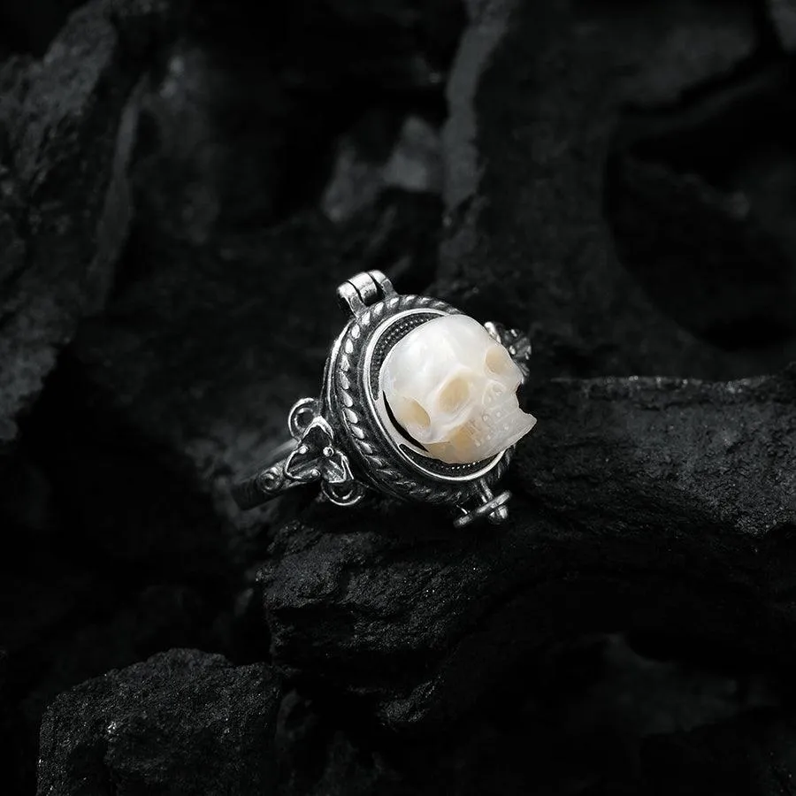 Antique Pearl Skull Pillbox Ring sold by Belle Juri