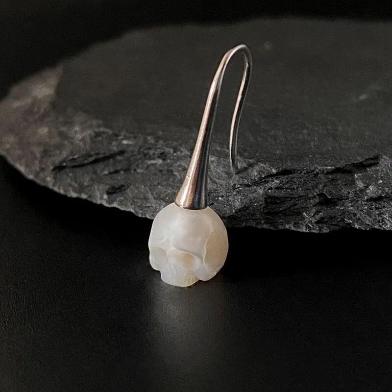 Simple Modern Pearl Cranium Hook Earrings sold by Belle Juri