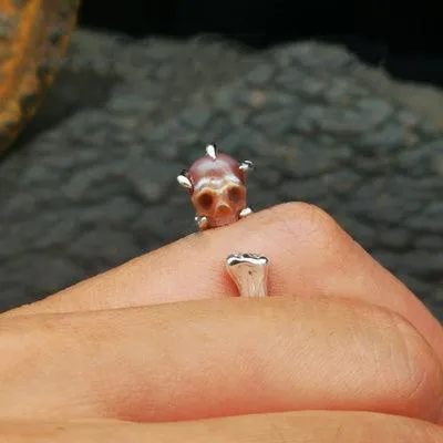 Pearl Cranium Skeleton Hand Bone Ring sold by Belle Juri product image thumbnail 2