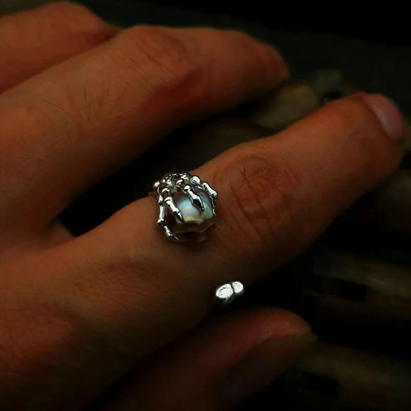 Pearl Cranium Skeleton Hand Bone Ring sold by Belle Juri product image thumbnail 3