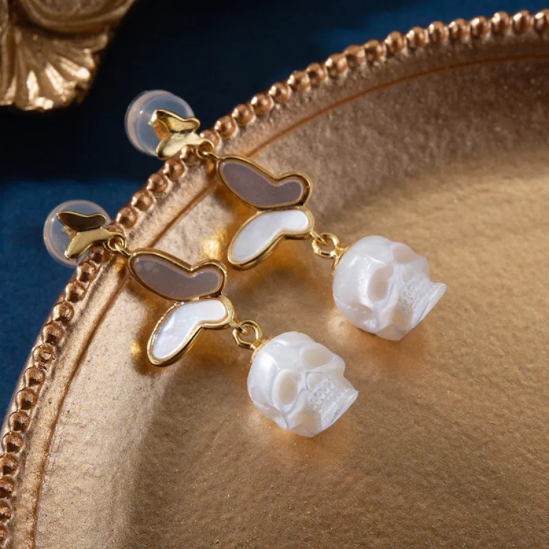 Butterfly Pearl Skull Jewelry Set sold by Belle Juri