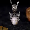 Devil's Wing Pearl Skull Pendant Necklace sold by Belle Juri