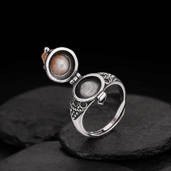 Vintage Gothic Pearl Skull Royal Pillbox Ring sold by Belle Juri product image thumbnail 3