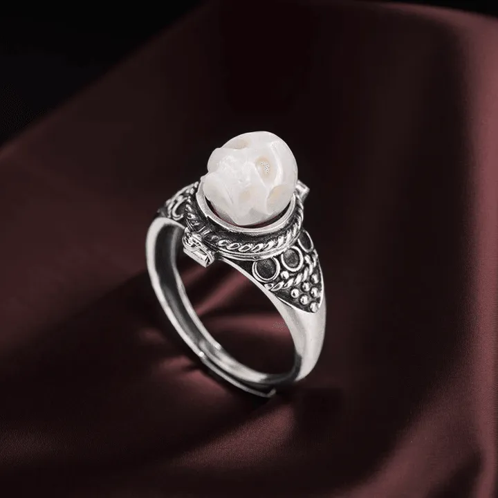 Vintage Gothic Pearl Skull Royal Pillbox Ring sold by Belle Juri product image thumbnail 2