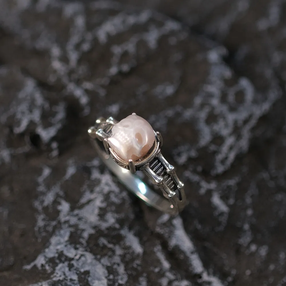 Pearl Skull Sterling Silver Spine Ring Band sold by Belle Juri product image thumbnail 3