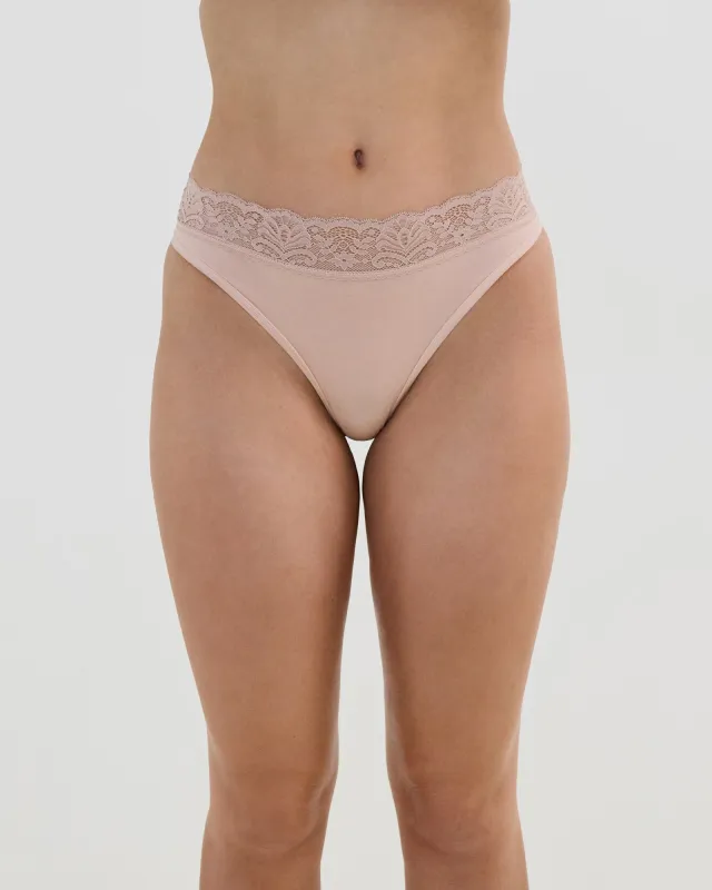 Cotton And Lace Thong sold by Bendon Lingerie