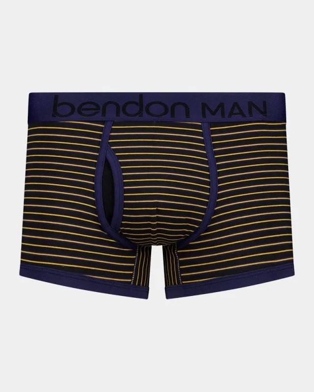 Bold Stripe Mens Trunk - Black/ Oak Buff Stripe made by Bendon Lingerie