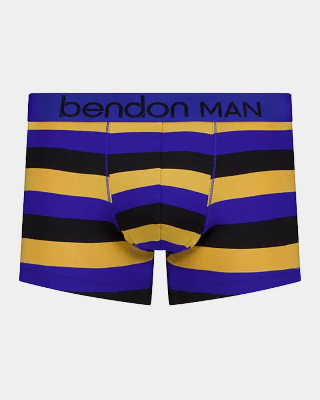 Rugby Stripe Mens Trunk - Black/ Surf Stripe made by Bendon Lingerie