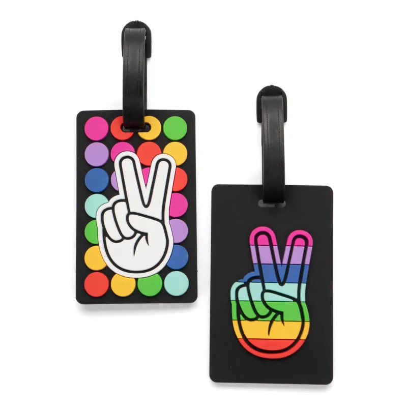 Tracker Peace Sign Luggage tag, 2pk made by Bentley Leathers