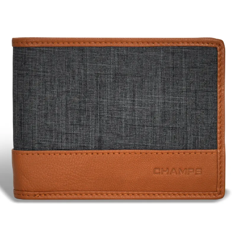 Champs Denim Leather Top Wing Wallet made by Bentley Leathers
