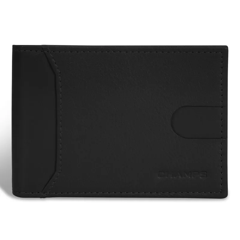 Champs Onyx Leather Bi-Fold Clip Wallet sold by Bentley Leathers
