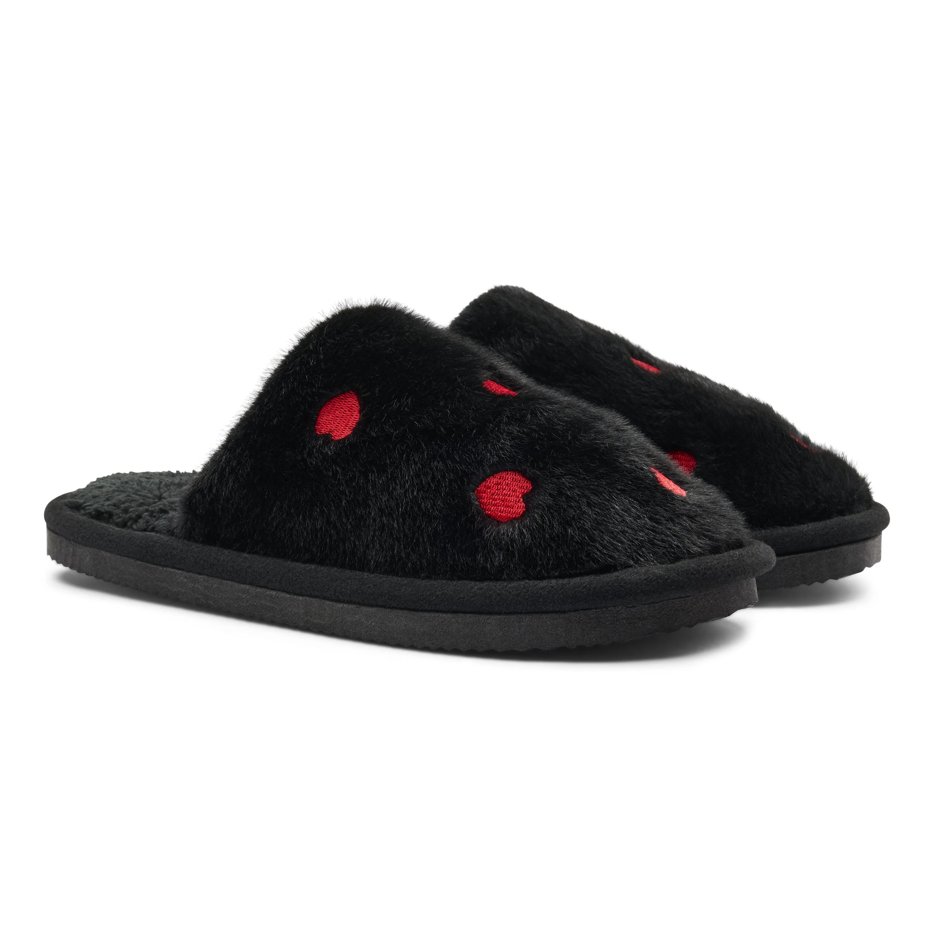 Bentley Velvet Slippers LG Heart Black In store only sold by Bentley Leathers