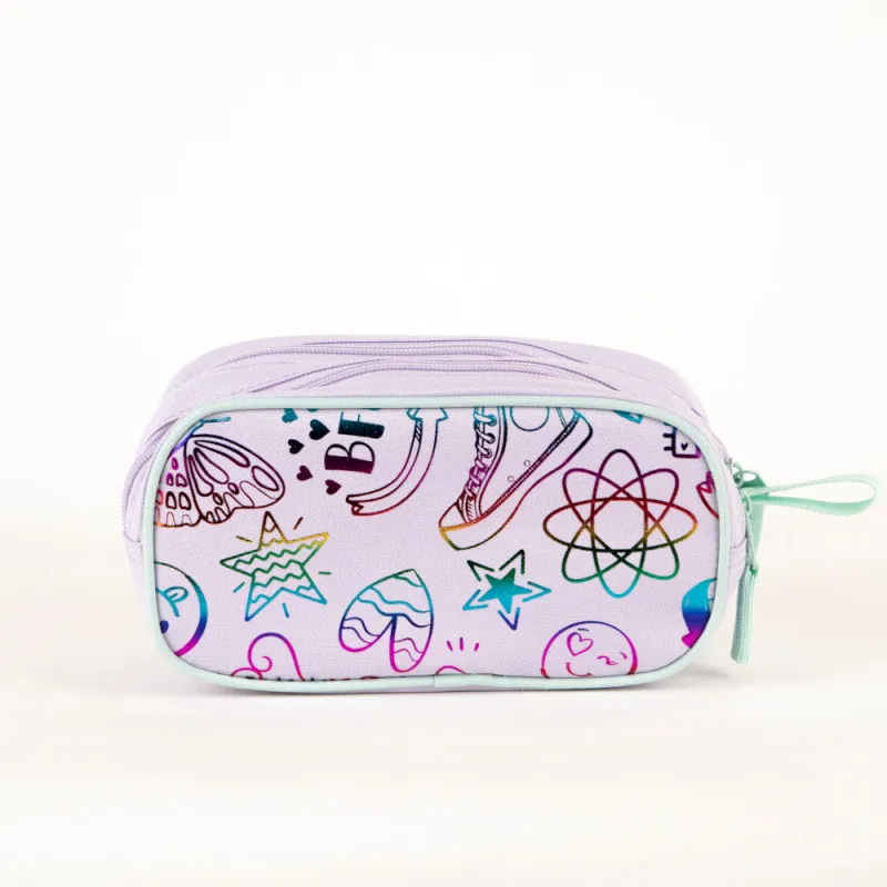 Tracker Doodle Foil Purple Pencil Case sold by Bentley Leathers