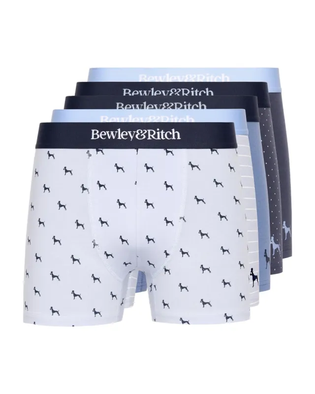 Mirador Boxers 5pk Blue Mix made by Bewley and Ritch