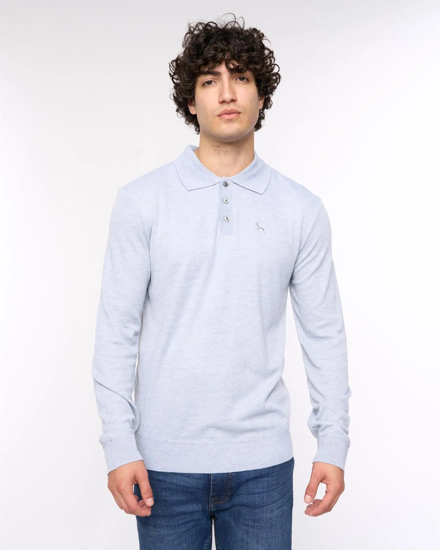 Ashland Polo Neck Knit Light Grey Marl sold by Bewley and Ritch
