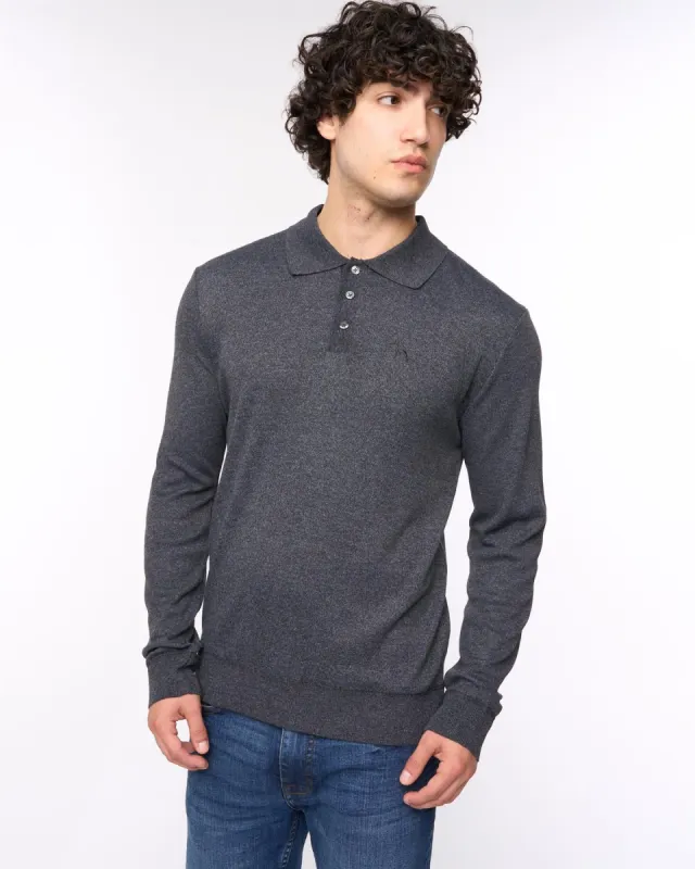 Ashland Polo Neck Knit Black Marl sold by Bewley and Ritch
