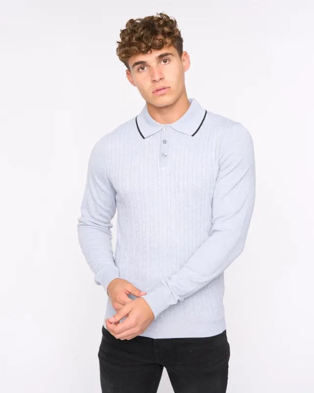 Ambrosden Polo Neck Knit Light Grey Marl sold by Bewley and Ritch