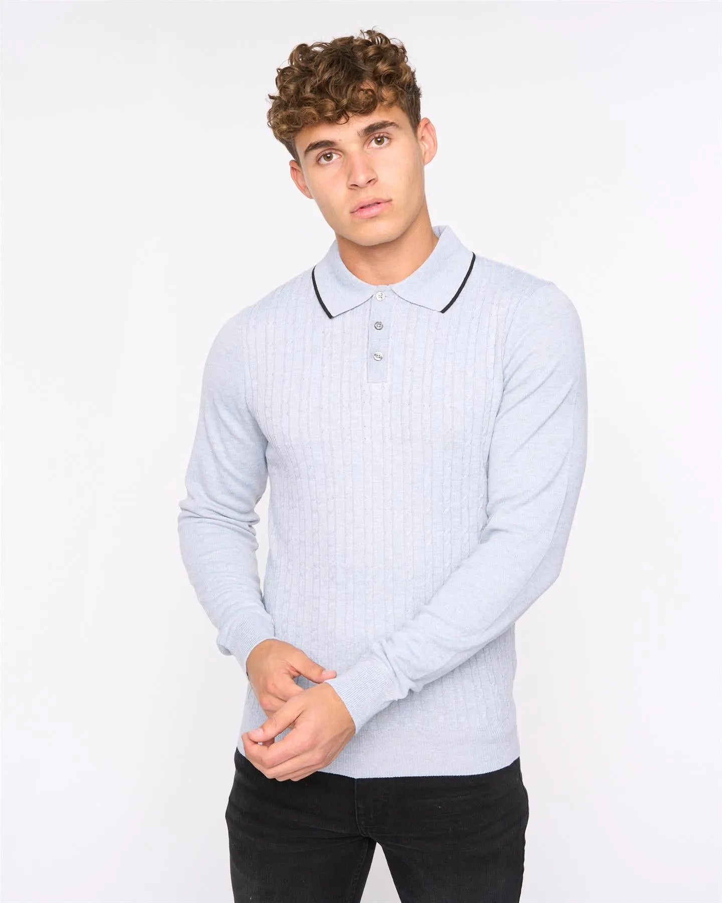 Ambrosden Polo Neck Knit Light Grey Marl sold by Bewley and Ritch