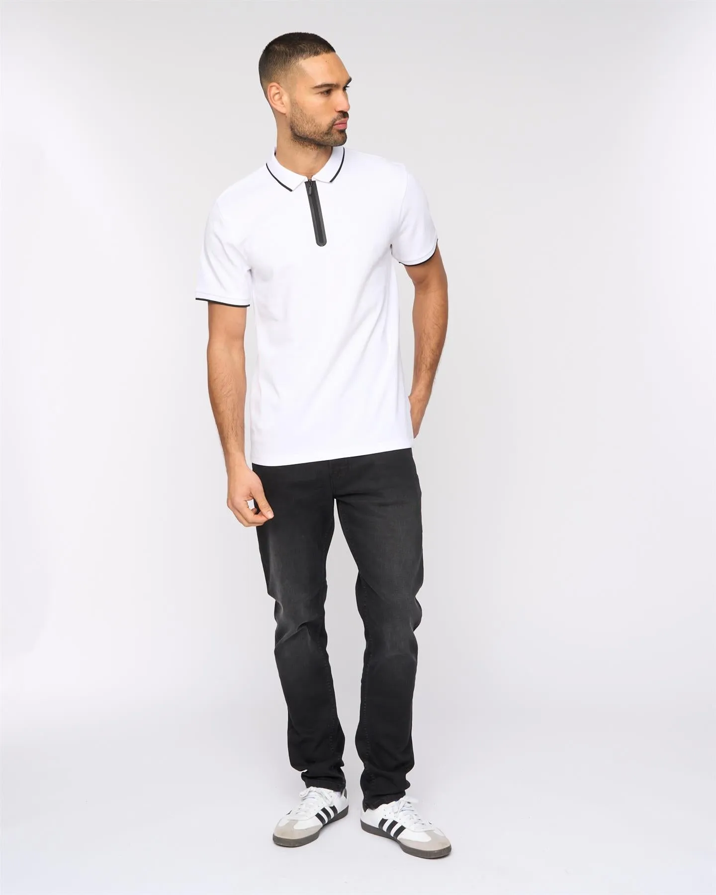 Oakden Zip Front Polo White sold by Bewley and Ritch product image thumbnail 3