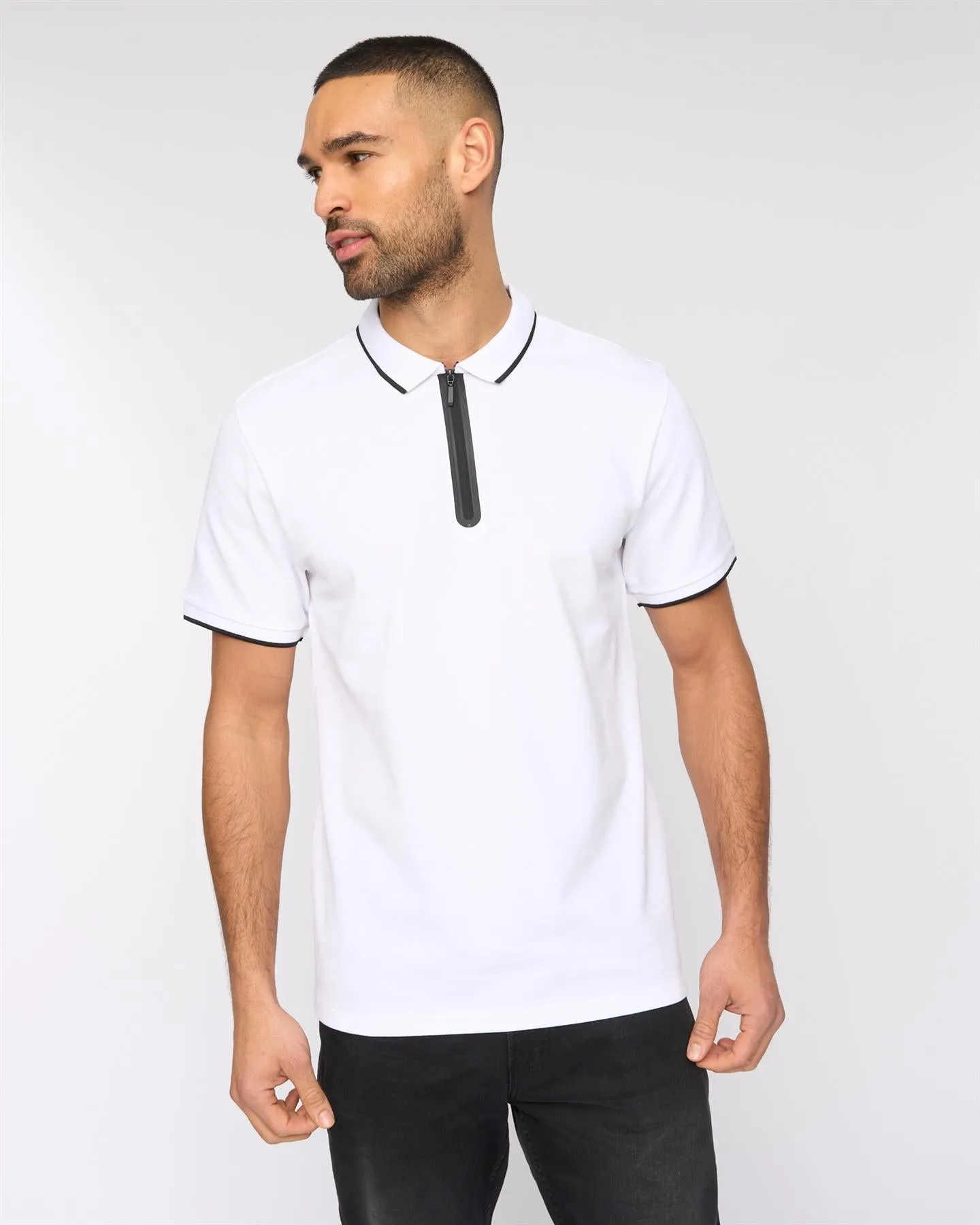 Oakden Zip Front Polo White sold by Bewley and Ritch product image thumbnail 2