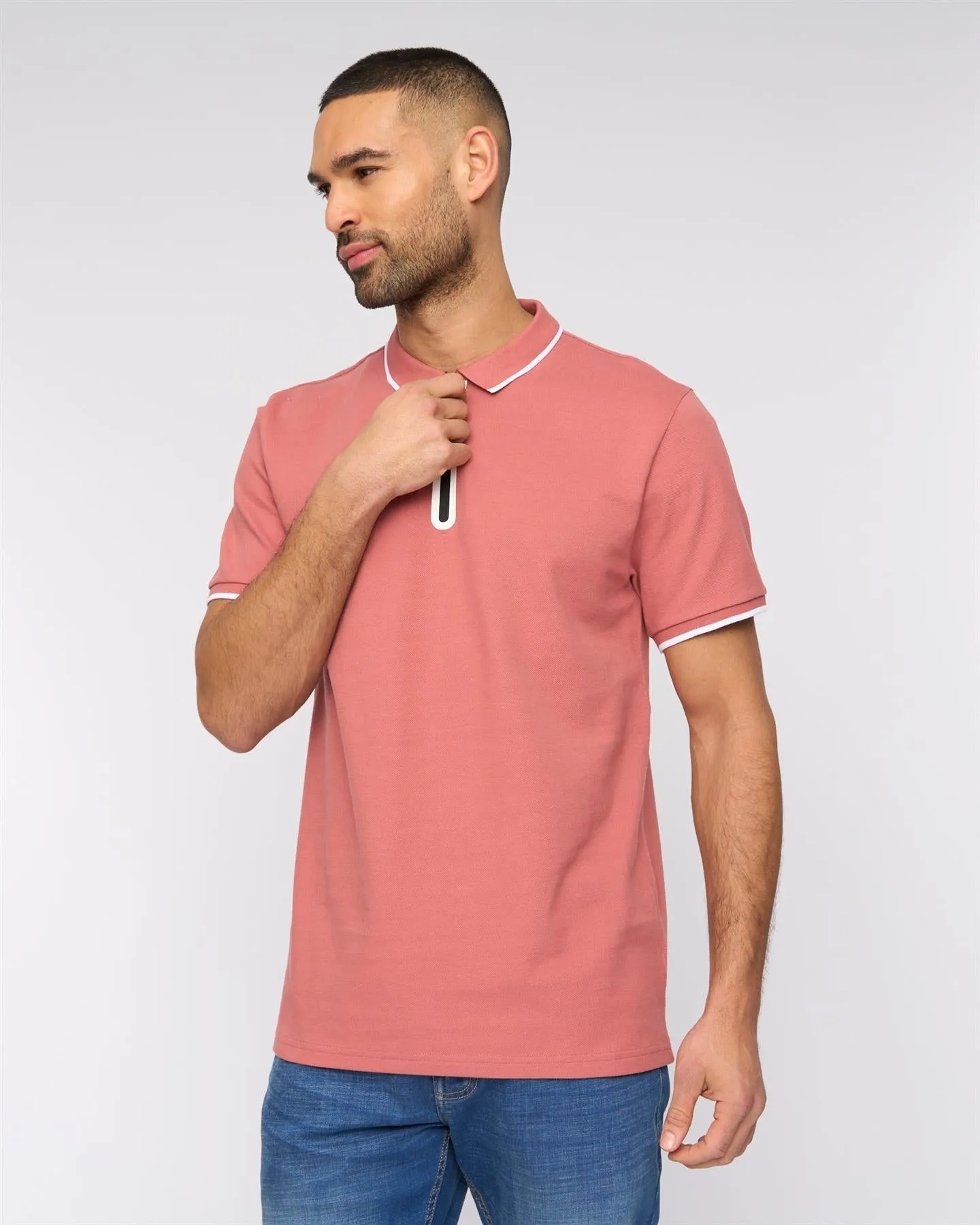 Oakden Zip Front Polo Pink sold by Bewley and Ritch product image thumbnail 2