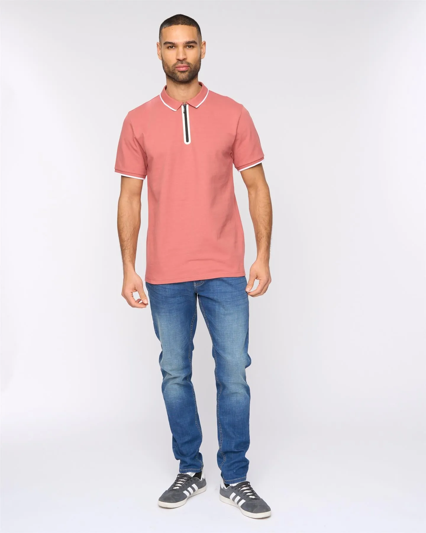 Oakden Zip Front Polo Pink sold by Bewley and Ritch product image thumbnail 3