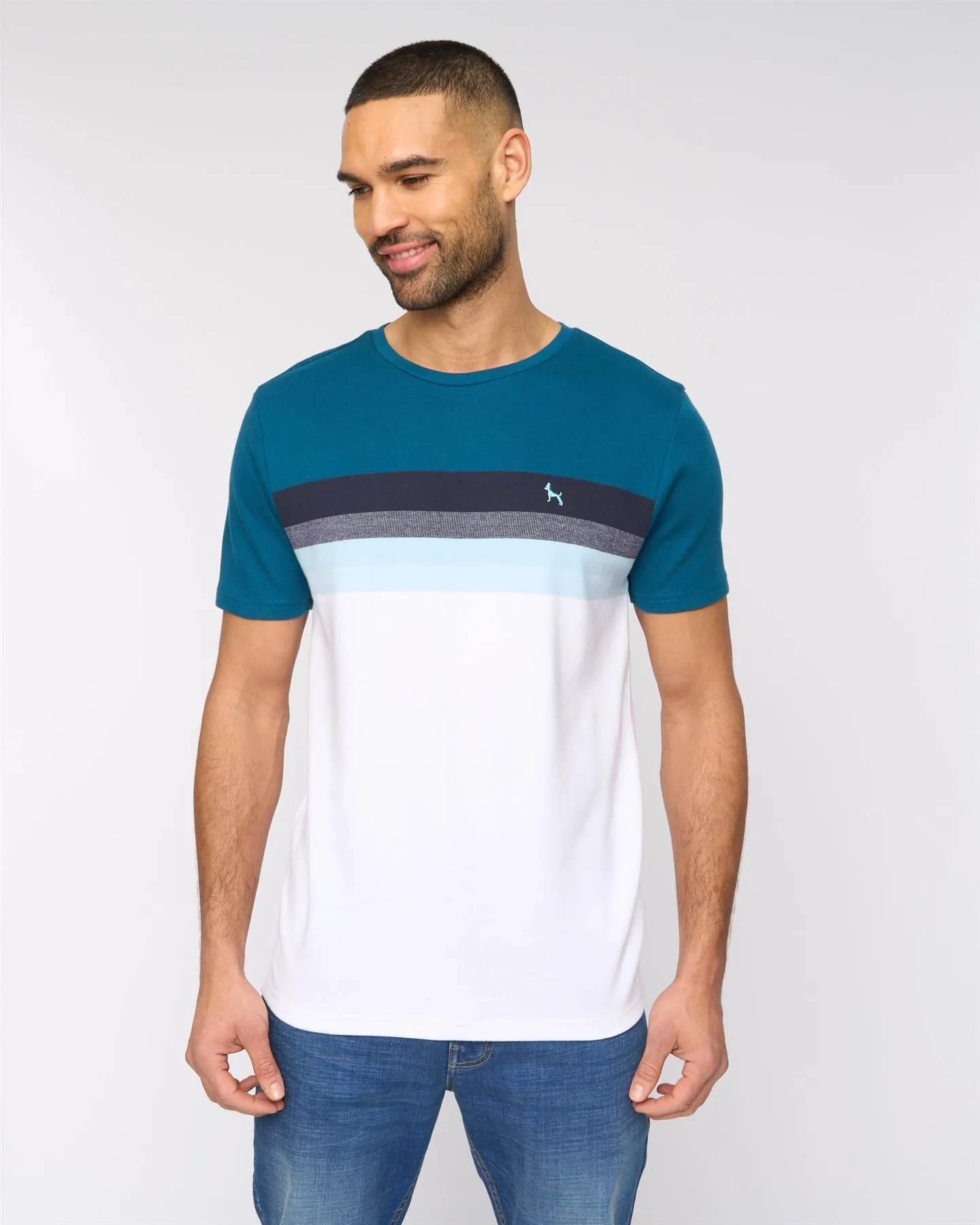 Kemble T-Shirt Teal/Navy sold by Bewley and Ritch
