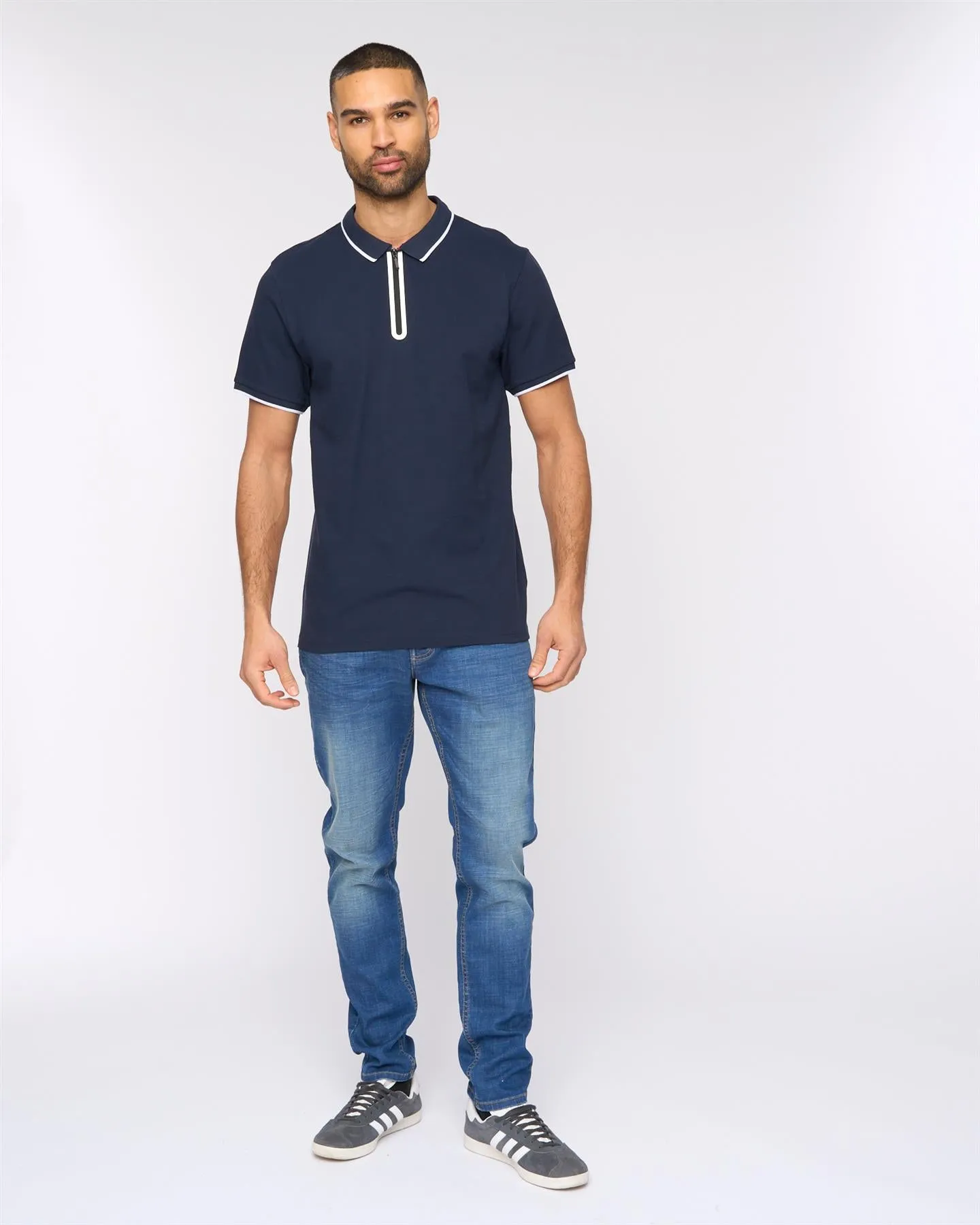 Oakden Zip Front Polo Navy sold by Bewley and Ritch product image thumbnail 3