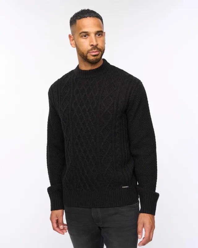 Brocksten Cable Knit Jumper Black made by Bewley and Ritch