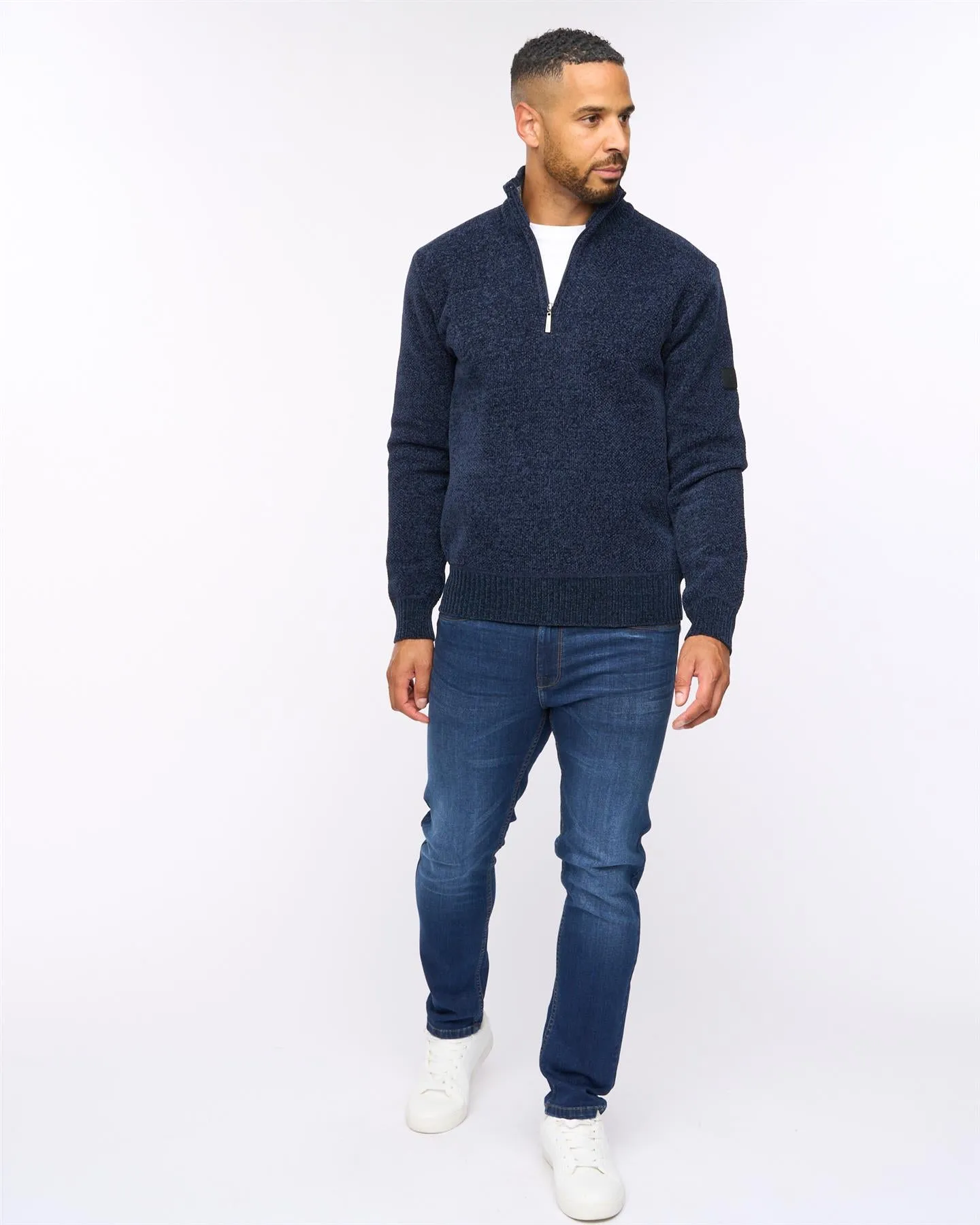 Harewood Chenille 1/4 Zip Jumper Navy sold by Bewley and Ritch product image thumbnail 3