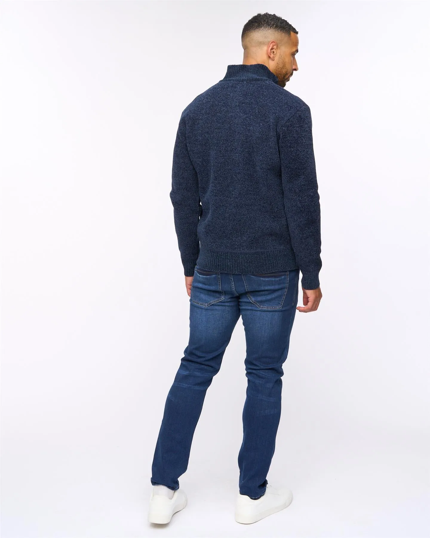 Harewood Chenille 1/4 Zip Jumper Navy sold by Bewley and Ritch product image thumbnail 4