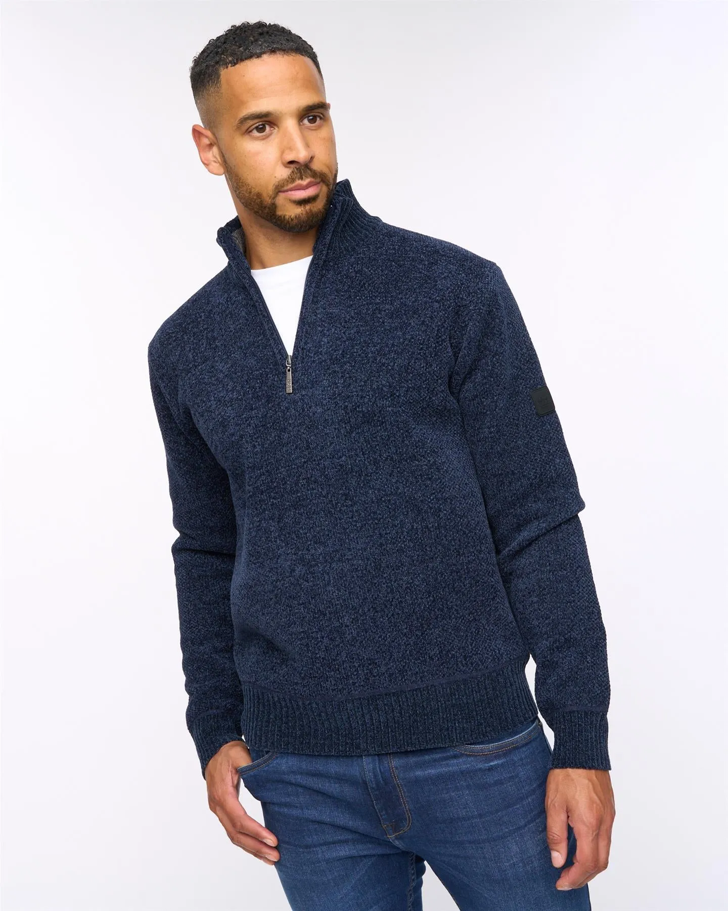 Harewood Chenille 1/4 Zip Jumper Navy sold by Bewley and Ritch product image thumbnail 5
