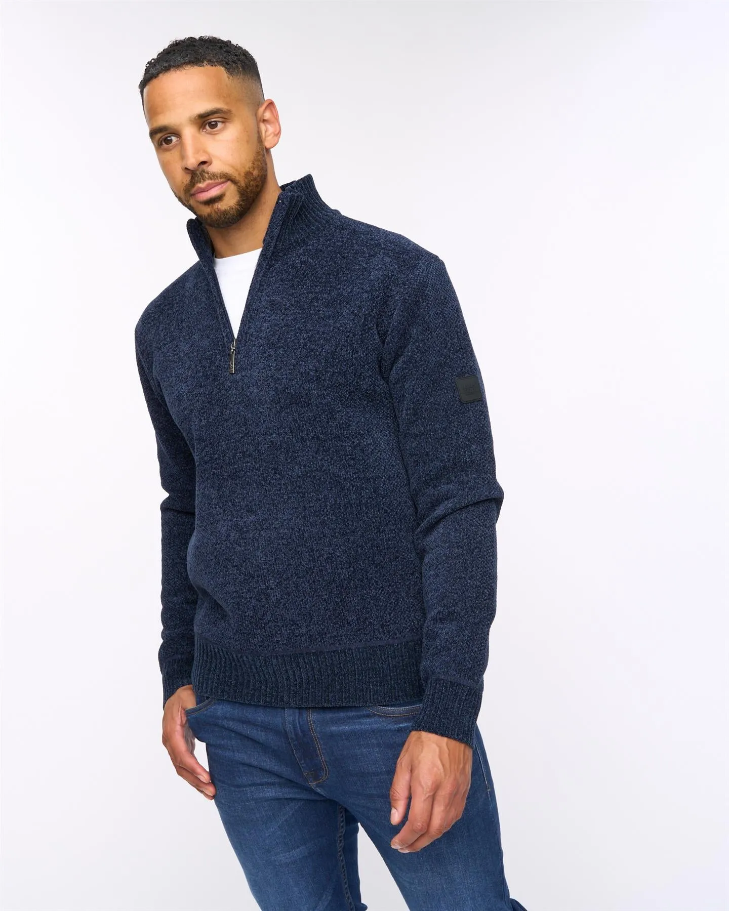 Harewood Chenille 1/4 Zip Jumper Navy sold by Bewley and Ritch product image thumbnail 2