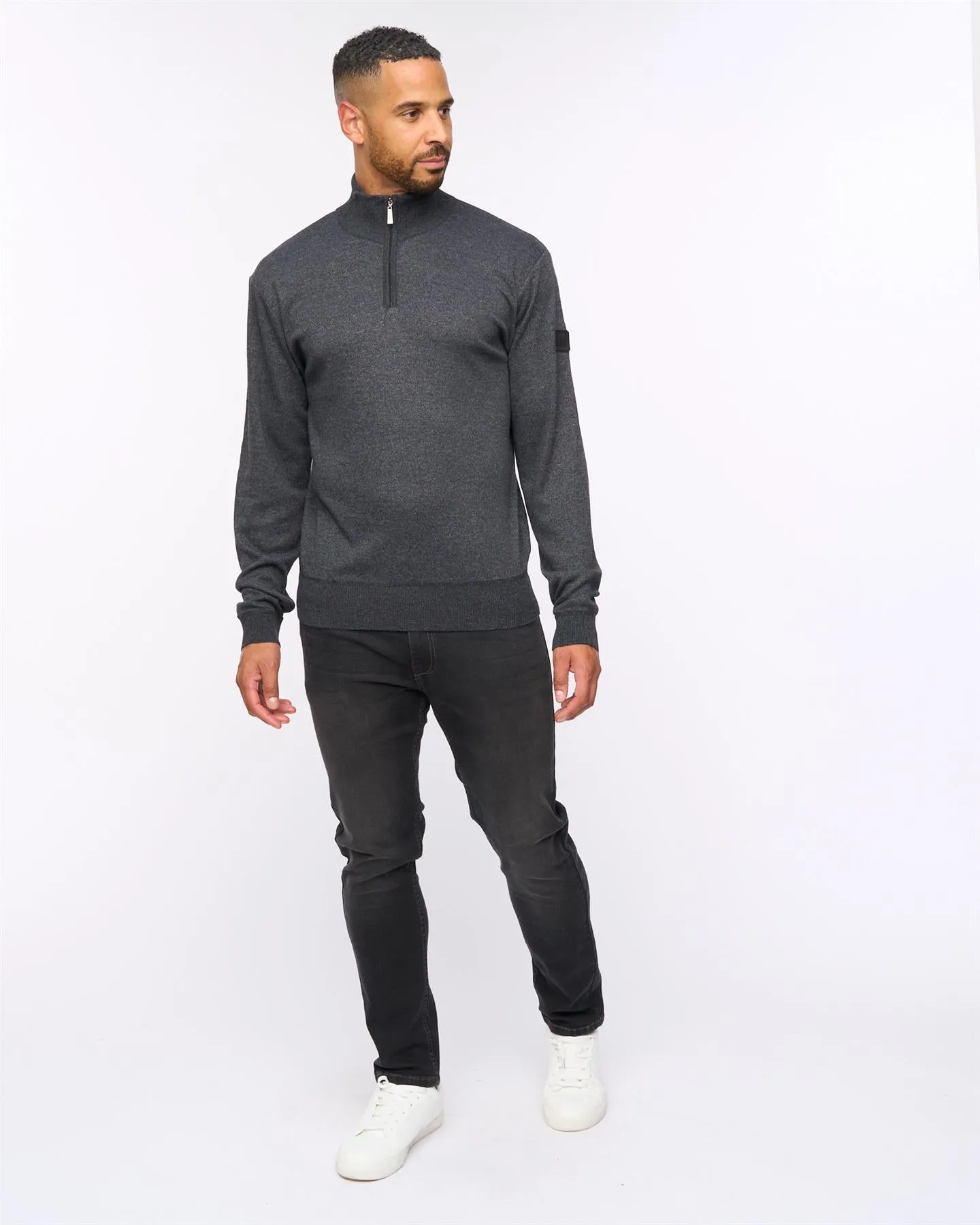 Delloway 1/4 Zip Funnel Neck Jumper Black Marl sold by Bewley and Ritch product image thumbnail 3