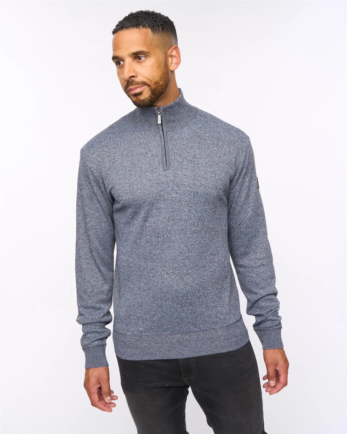 Delloway 1/4 Zip Funnel Neck Jumper Charcoal Marl sold by Bewley and Ritch