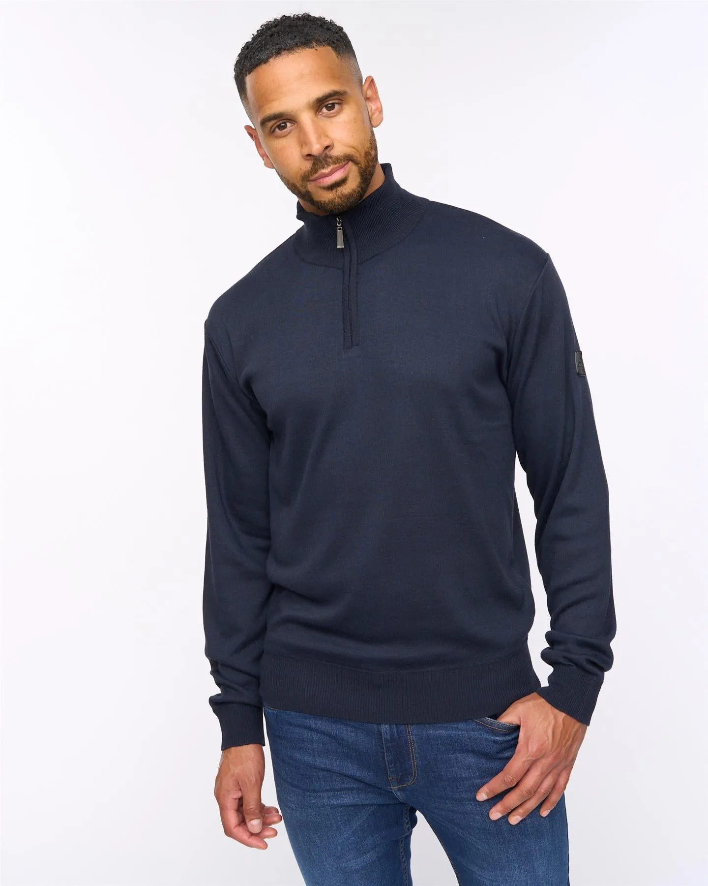 Delloway 1/4 Zip Funnel Neck Jumper Navy sold by Bewley and Ritch product image thumbnail 2