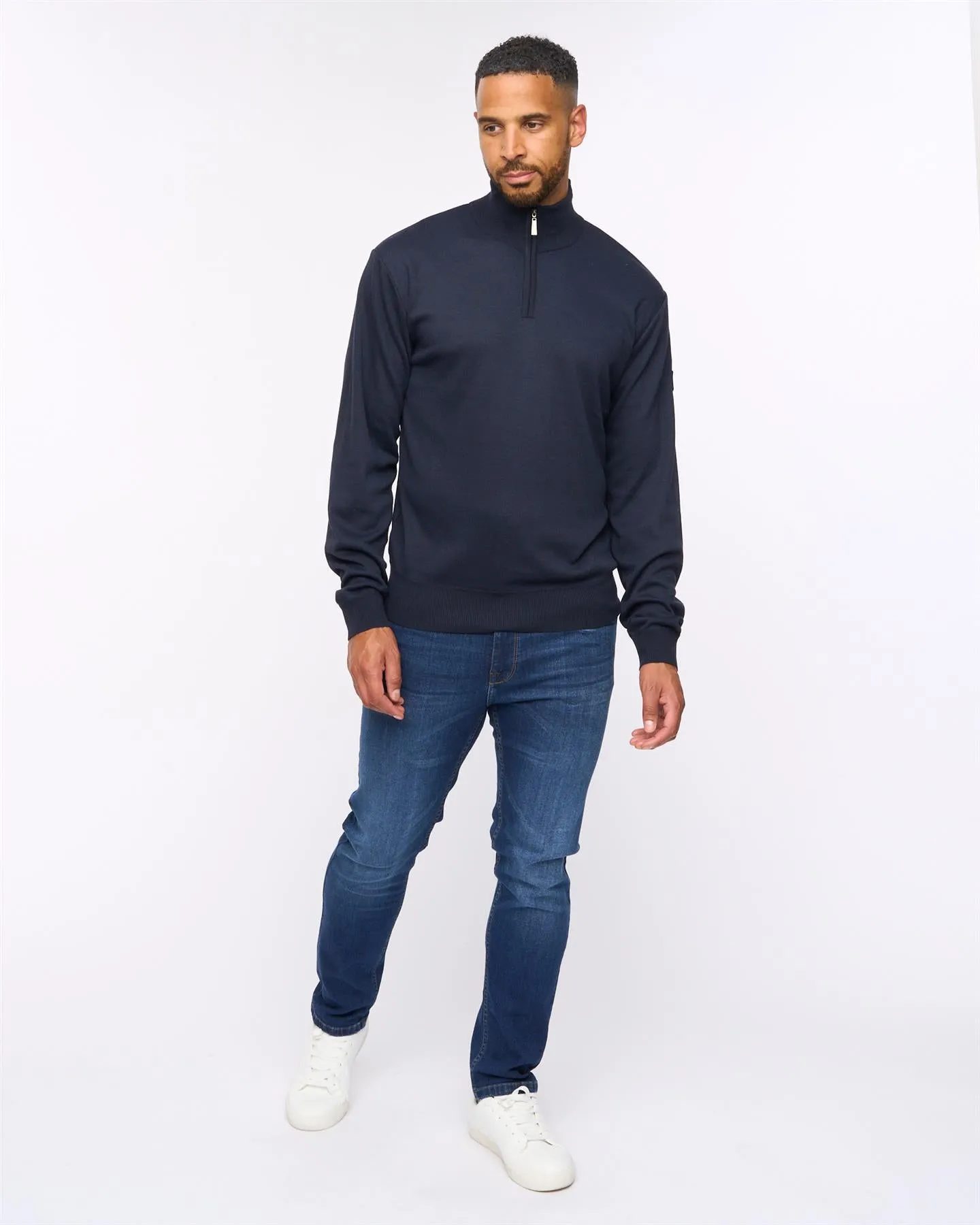Delloway 1/4 Zip Funnel Neck Jumper Navy sold by Bewley and Ritch product image thumbnail 3