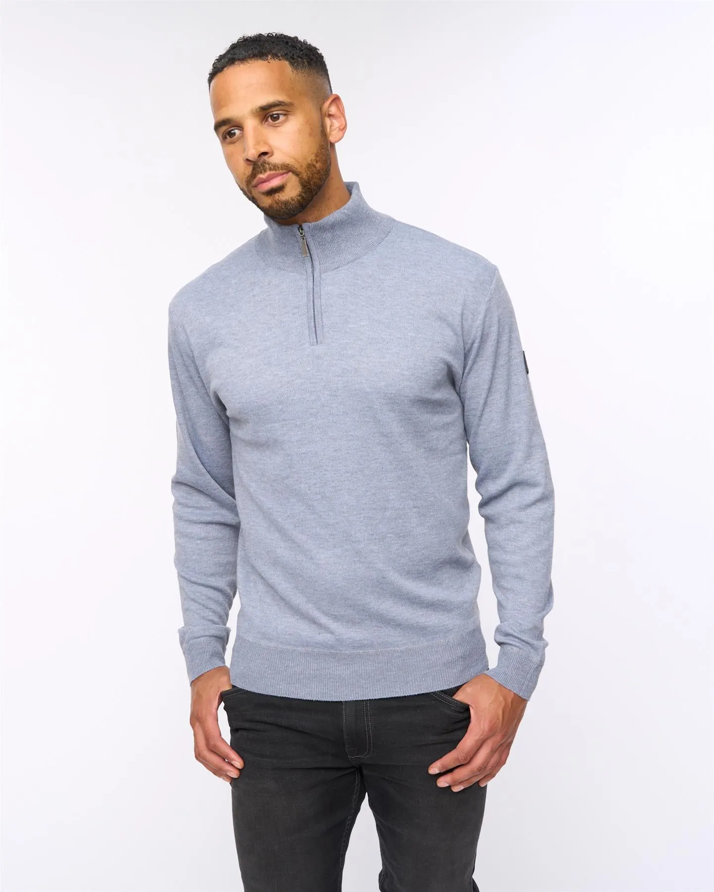 Delloway 1/4 Zip Funnel Neck Jumper Grey Marl sold by Bewley and Ritch product image thumbnail 2