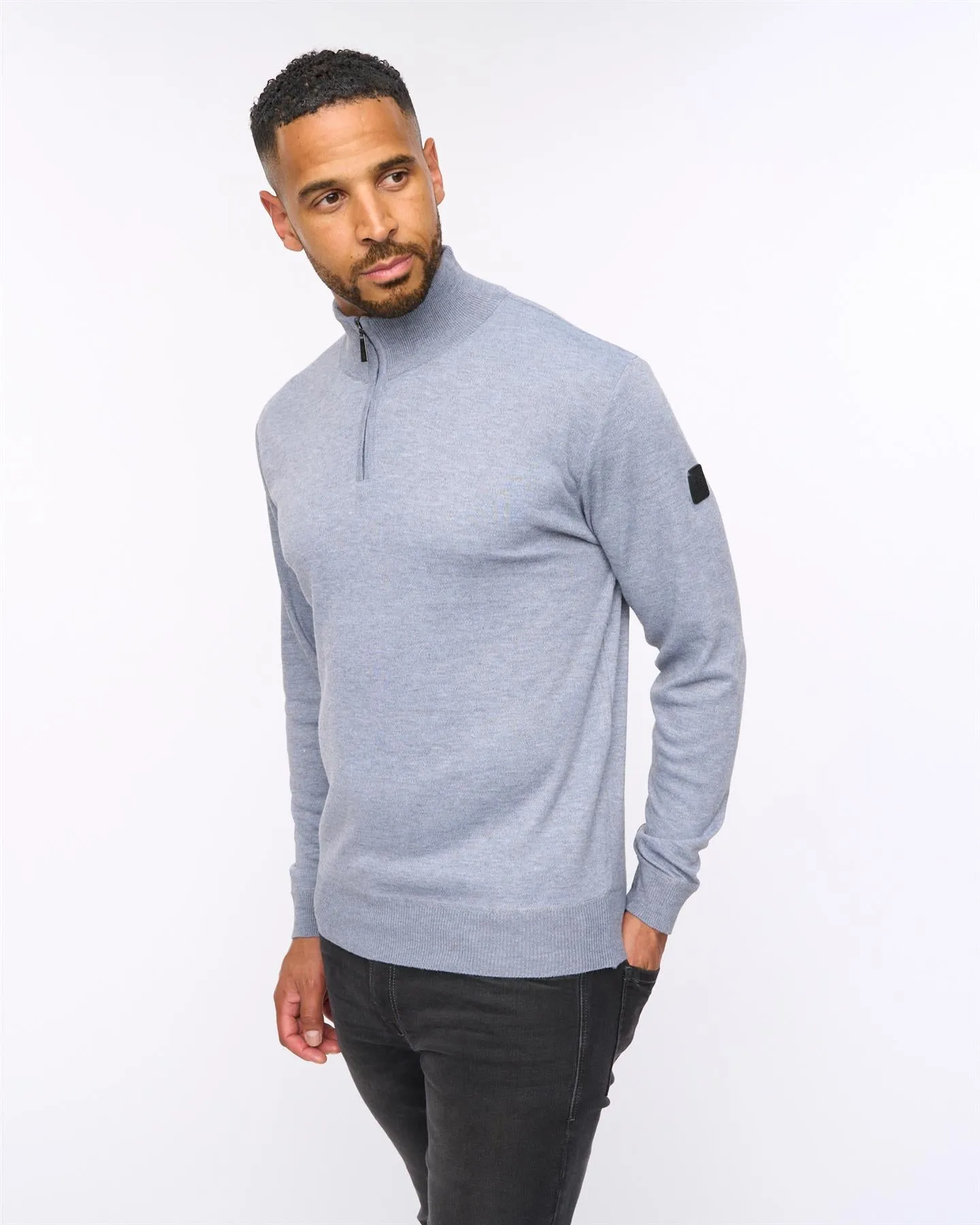 Delloway 1/4 Zip Funnel Neck Jumper Grey Marl sold by Bewley and Ritch product image thumbnail 3