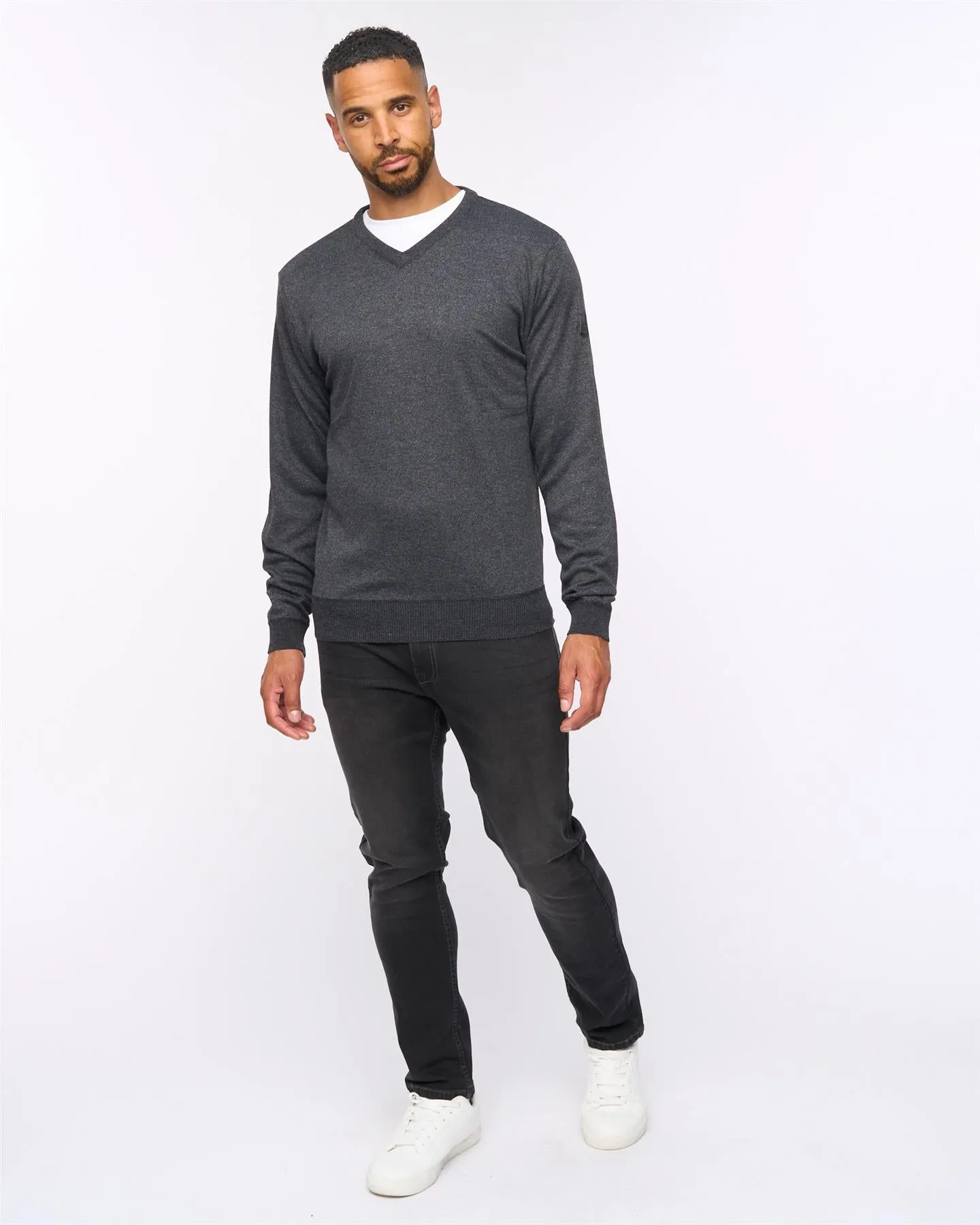 Tinworth V-Neck Jumper Black Marl sold by Bewley and Ritch product image thumbnail 3