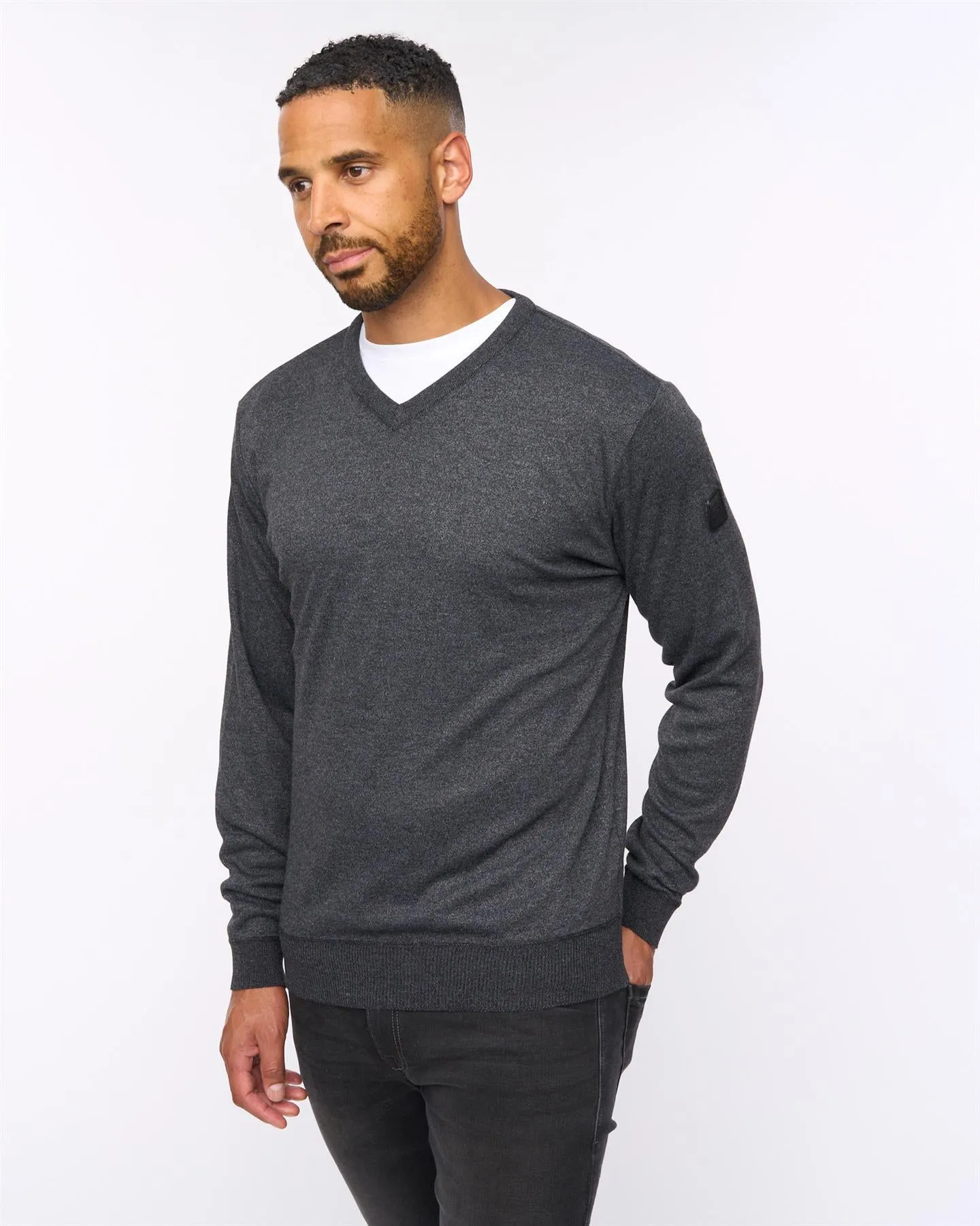 Tinworth V-Neck Jumper Black Marl sold by Bewley and Ritch product image thumbnail 2